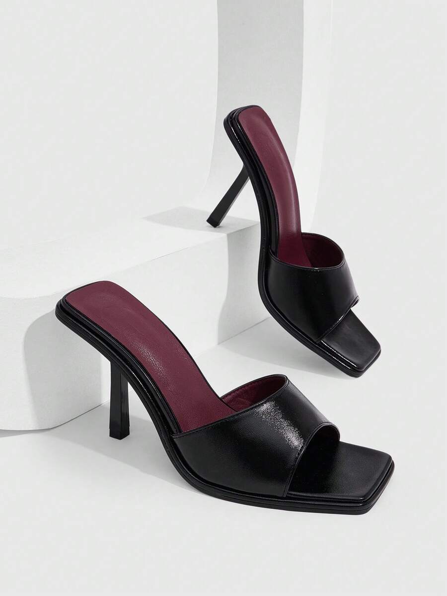 CUCCOO SZL Summer New Belt Wear High-Heeled Women's Slippers - Black - View 1