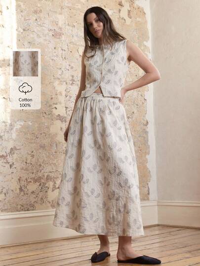 KÆRIA Hus Evia Aline 長裙 - 100% 純棉 - 刺繡花卉 - 度假、套裝穿搭、派對、夏季