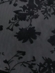 SHEIN Clasi 女款深灰色抓皺植絨修身彈性針織中長洋裝，優雅成熟性感，休閒街頭派對晚宴穿搭，長袖秋冬款 - 黑色 - 查看 5
