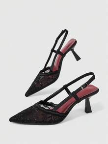 Sleekvia Damen Schuhe Mode Klassisch Einfach Schnalle Pendler Büro Kleidung Stiletto Absatz High Heel Schuhe - Schwarz - Übersicht 8