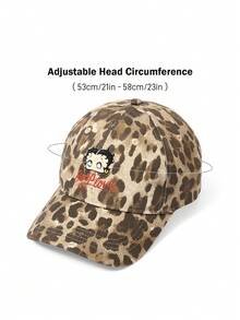 Betty Boop x SHEIN Fashion Classic Casual Sweet Basic Versatile Sports Leopard Print Women's Baseball Cap Sunshade Sunscreen Daily Matching Upright Version Gifts - leopard print - View 6