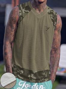 Gym Rark Men Camo Patchwork V Neck Mesh Quick Dry Tank Top Bathing Sleeveless Sports Shirt For Outdoor Gym Weightlifting Running  World Cup Mexico Swim - Multicolor - View 5