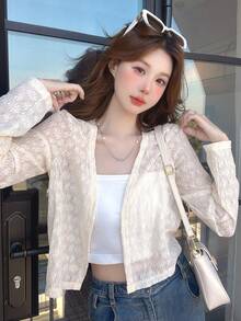 DAZY Women's Long Sleeve Jacquard Jacket,Fall Women Clothes - Apricot - View 3