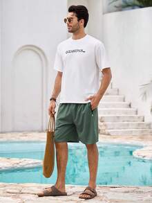 Mercer Haus Herren Grafik-Muster T-Shirt, Strandmode für den Sommer, locker geschnittenes Kurzarm T-Shirt - Weiss - Übersicht 8