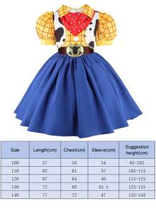 MINKOJA Girls Cowboy Costume For Kids Carnival Cosplay Party Princess Dress Children Fancy Dress Up Halloween Birthday Gift - Blue - View 2