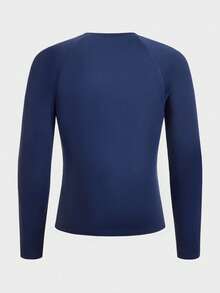 AXEPEAK Camiseta de protección solar casual y minimalista para hombres, ideal para ir a la playa o para el día a día - Azul Marino - Ver 4