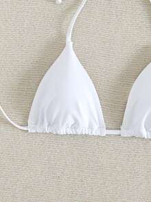 Elavelle Summer Beach Halter Bikini Top - White - View 5