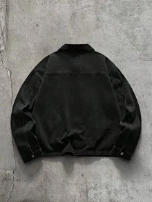 AXEPEAK Men's Casual Denim Jacket, Spring/Autumn - Black - View 2