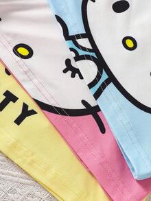 HELLO KITTY AND FRIENDS | SHEIN 女嬰可愛短袖蝴蝶結卡通印花圓領寬鬆上衣3件套，適合外出、購物、日常穿著，春夏季適用 - 彩色 - 查看 6