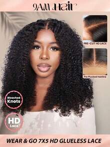 TrueHD 9AM HAIR STORE 即戴即用预漂白无胶高清蕾丝蓬松卷发6*4蕾丝闭合假发，180%密度，8-14英寸波波头，16-28英寸长发，自然色，日常佩戴，快速发货。女士礼物，编织人发后背吸血鬼假发，女士万圣节装扮，女士真人假发，万圣节化妆，万圣节服装，情人节真人发蕾丝假发，自然无胶假发，浪漫约会女士假发。 - SNatural - 查看 1