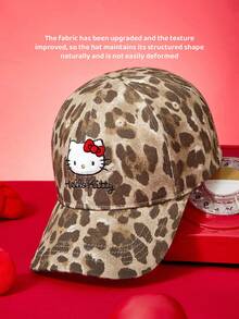 HELLO KITTY AND FRIENDS | SHEIN 時尚經典休閒甜美基礎百搭運動豹紋女款棒球帽 防曬遮陽 日常穿搭 立挺版 禮物 - 豹紋 - 查看 4
