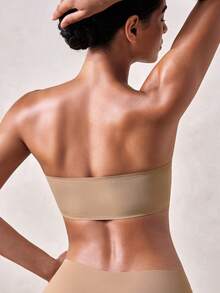 Veilyse 2pcs (Black + Khaki) Front Closure Bandeau Bras, Upgraded Non-Slip Silicone, Wireless Seamless Bras (A-C Cup) - Multicolor - View 2