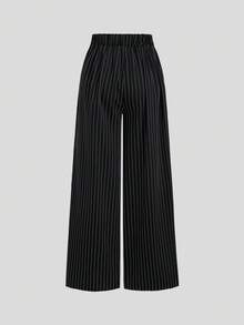 Sweetra Women's Sweetro Elegant Casual Commute Night Out Business Office Off-Shoulder Pants Suit Set Black And White Striped Summer - Black - View 6