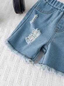 SHEIN 2pcs Baby Boy Summer Casual Street Chic Car Graphic Tank Top And Denim Shorts Set - Multicolor - View 3