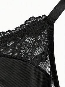 Slumbrini Plus Size Women Knitted Comfortable Lingerie Set - Black - View 5