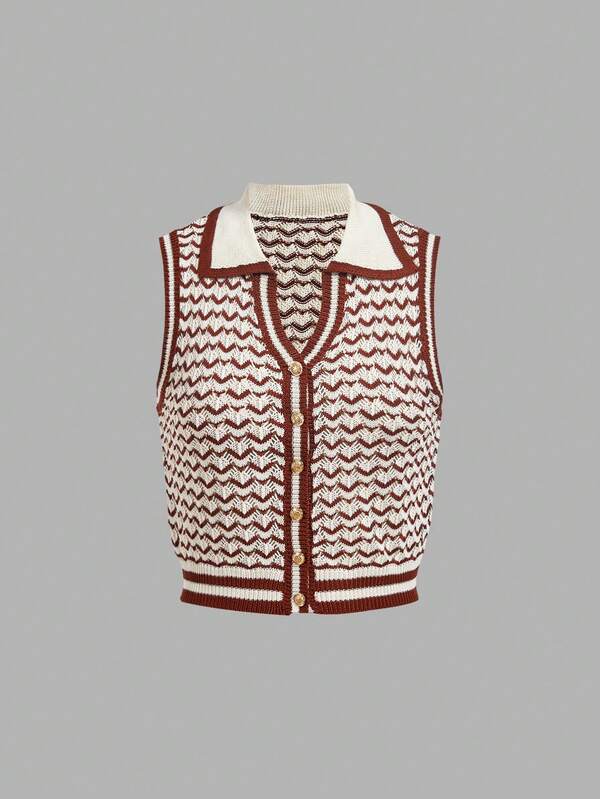 SHEIN MOD Cardigan Casual Versátil do Dia a Dia com Blocos de Cor para Mulheres