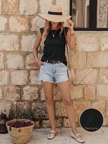 EMERY ROSE Contrast Lace Tank Top - Black - View 3