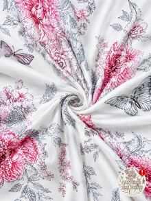 Elouméa Middle-Aged Women Spring/Summer Bohemian Floral Print Vacation Short Sleeve V-Neck Loose T-Shirt - Multicolor - View 3