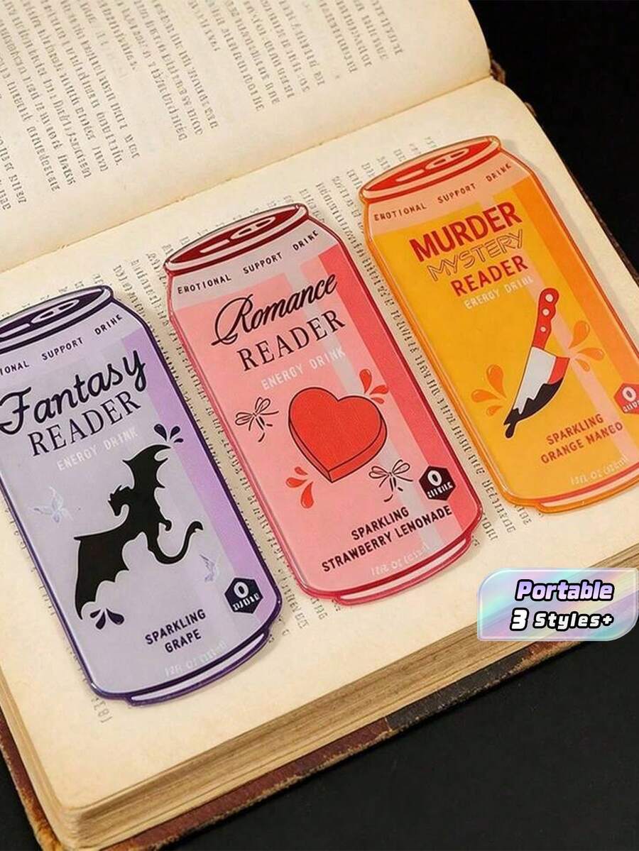 1PC Romantic Fantasy Beverage Can Shaped "Reader's Energy Drink" Bookmark, Suitable As A Holiday Cultural Creative Bookmark Gift For Book Lovers, Readers And Fantasy Enthusiasts - multicolor - View 1