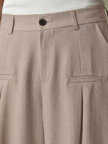 SWAVVY Men's Solid Color Pleated Wide Leg Loose Casual Pants - Khaki - View 3