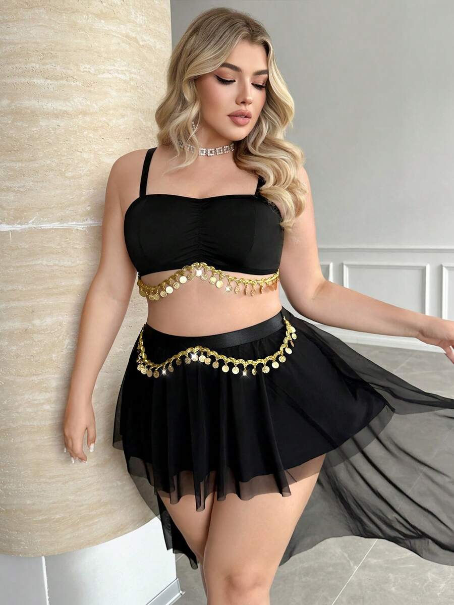 Fantasy Costume Fantasy Costume طقم ملابس داخلية تنكري راقصة من المنطقة الغربية 2 قطعة - الأسود - مشاهدة 1