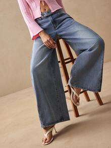 Willow Rêve Women's Wide Leg Loose Casual Versatile Denim Jeans With Pockets Women's Fall Teacher Pants - Blue - View 7
