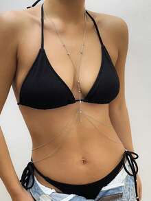 MidnightGlam 1pc Women's Shiny Sexy Lingerie Body Chain Accessory For Beach Wear - Silver - View 4