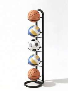 Equipo deportivo y de exterior | Equipo de deportes de equipo (rugby, baloncesto, fútbol, voleibol) - Estante de almacenamiento de rugby, adecuado para dormitorio, garaje y uso doméstico interior - Negro - Ver 5