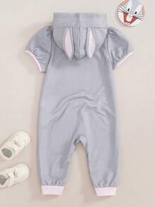 LOONEY TUNES X SHEIN رومبير بغطاء رأس مطبوع برسومات كرتونية للبنات الصغيرات - رمادي - مشاهدة 2