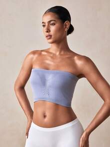Veilyse 2 buah Bra Bandeau Musim Panas Wanita, Warna Polos Tanpa Bantalan, Cocok untuk Pemakaian Kasual Sehari-hari - MultiWarna - View 3