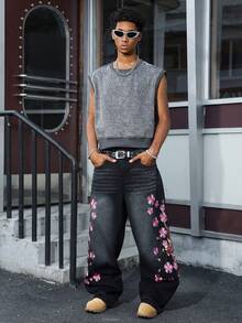QuarKem Men's Street Style Casual Pullover Dark Grey Denim Vest - Dark Grey - View 5