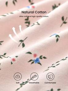 LUVLETTE 3-Pack Soft Cotton Basic Floral Print Lace Trim Mid-Waist Underwear Briefs-Pink - Multicolor - View 5