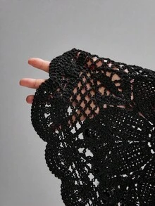 LYSMO 女款純色鏤空性感休閒針織背心 - 黑色 - 查看 8