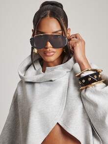 NYA SZN Atasan Sweatshirt Lengan Panjang Pendek Berkerudung Model Silang untuk Wanita, Pakaian Olahraga Musim Panas yang Unik dan Menarik untuk Wanita - Grey - View 6