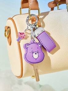 SHEIN X Care Bears غطاء مفتاح PVC بتصميم دب الحب - الأرجواني - مشاهدة 2