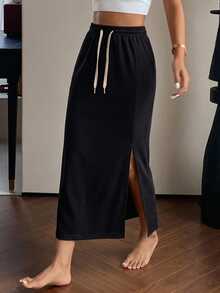 DAZY Women's Straight Long Skirt Fall - Black - View 1