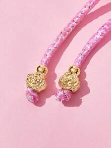 HELLO KITTY AND FRIENDS | SHEIN 可愛粉色紗布鑰匙圈，女孩愛心扣環，珠飾包包吊飾 - 淺粉色 - 查看 5