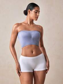 Veilyse 2 buah Bra Bandeau Musim Panas Wanita, Warna Polos Tanpa Bantalan, Cocok untuk Pemakaian Kasual Sehari-hari - MultiWarna - View 8