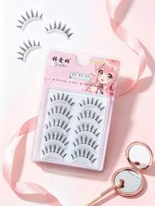5 Pairs Cluster Style Natural A Type Korean Girl Group Makeup False Eyelashes Transparent Stem For No Makeup Look Must Have Beauty Accessory - View 2