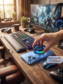 RGB 手機散熱器 - 便攜式 RGB 手機散熱風扇 | 磁吸式手機散熱器，擁有更大的散熱面積，適用於手機/平板電腦/iPad，輕巧便攜 - 彩色 - 查看 2