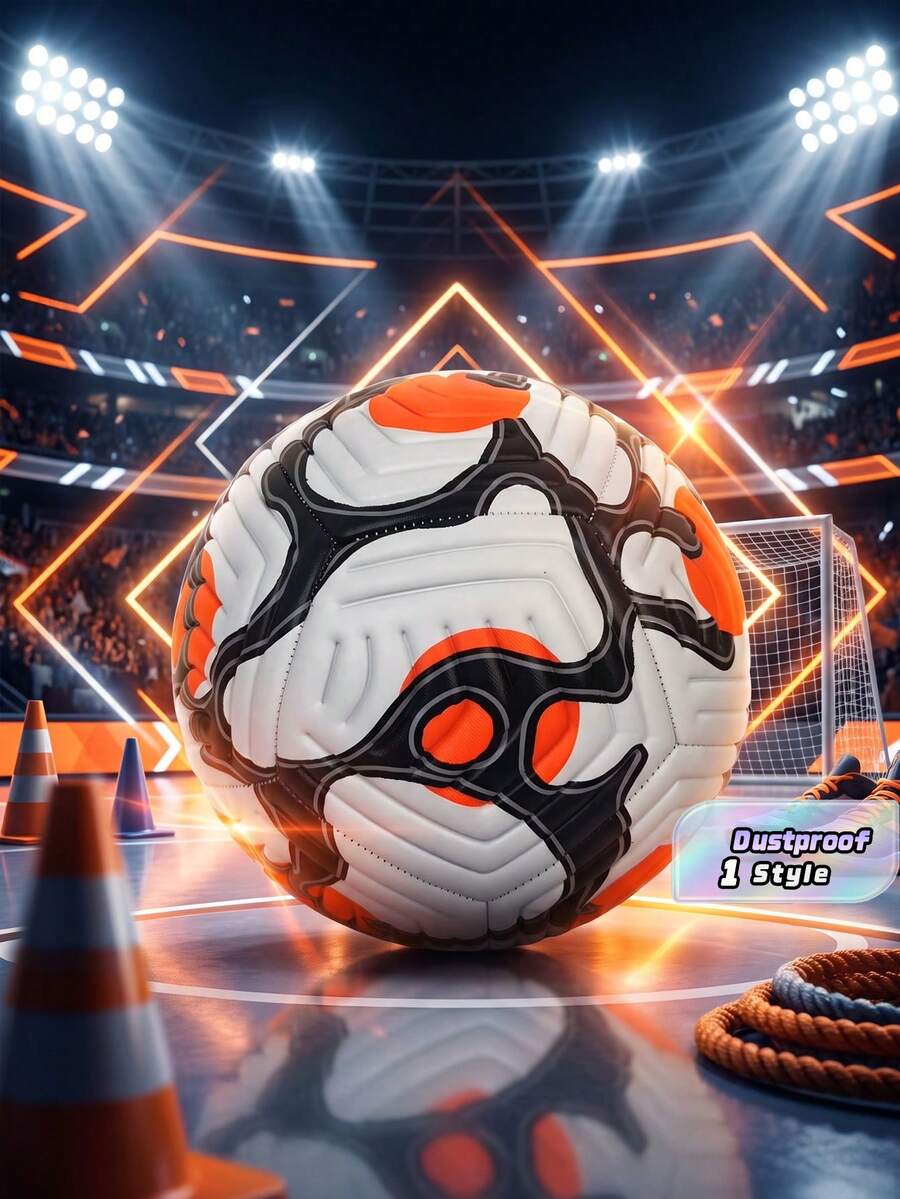 1 pièce Ballon de football haute élasticité, résistant à l'usure, anti-explosion, confortable, en tissu de haute qualité, couture de précision, convient pour l'entraînement et les matchs intérieurs et extérieurs - Multicolore - Voir 1
