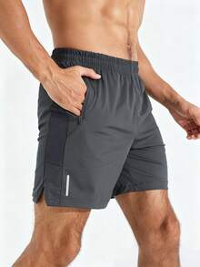 Coreblaze Men's Casual Sports Shorts With Zipper Pockets, Gym - Dark Grey - View 4