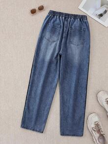 EMERY ROSE EMERY ROSE Quần jean denim size lớn phong cách thường ngày giặt wash cài cúc bên hông - Rửa trung bình - Xem 3