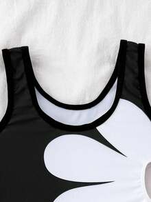 Travachic KIDS Travachic KIDS 年轻女孩花卉针织细肩带比基尼上衣 - 黑色 - 查看 4