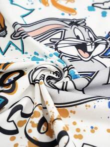 LOONEY TUNES X SHEIN Tween Boy Cartoon Print Crew Neck Short Sleeve Top And Casual Shorts Set - Multicolor - View 7