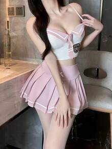 Dansine 2026春夏新款性感日系校園風水手服內衣套裝，適合約會與Cosplay - 粉色 - 查看 5