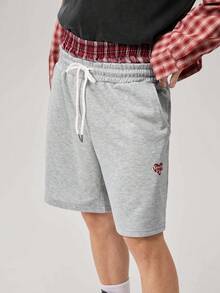 Men's Summer Casual Loose Shorts, Standard Size, Gray Color Block Waistband - Grey - View 6