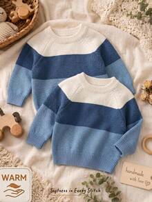 Cozy Pixies Kids Baby Boy Baby Girl Autumn/Winter Cute Versatile Striped Long Sleeve Sweater - Multicolor - View 7