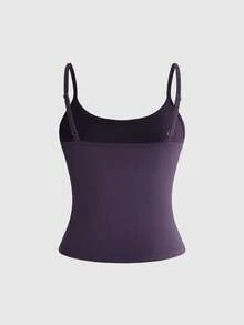 ROMWE Dark Gothic Vintage Hippie Moon & Star Patchwork Embroidered Button Design Fitted Camisole - Purple - View 2