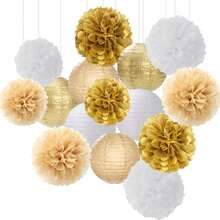 Pastel Rainbow Party Decorations, 15PCS Macaron Tissue Pom Poms & Paper Lanterns, Colorful Hanging Supplies For Birthday, Baby Shower, Classroom & Carnival Themed Parties - View 8